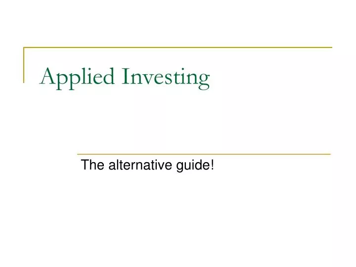 applied investing