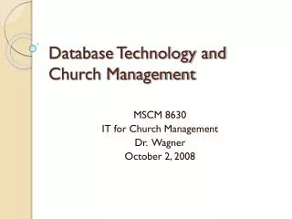 Database Technology and Church Management