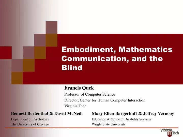 embodiment mathematics communication and the blind