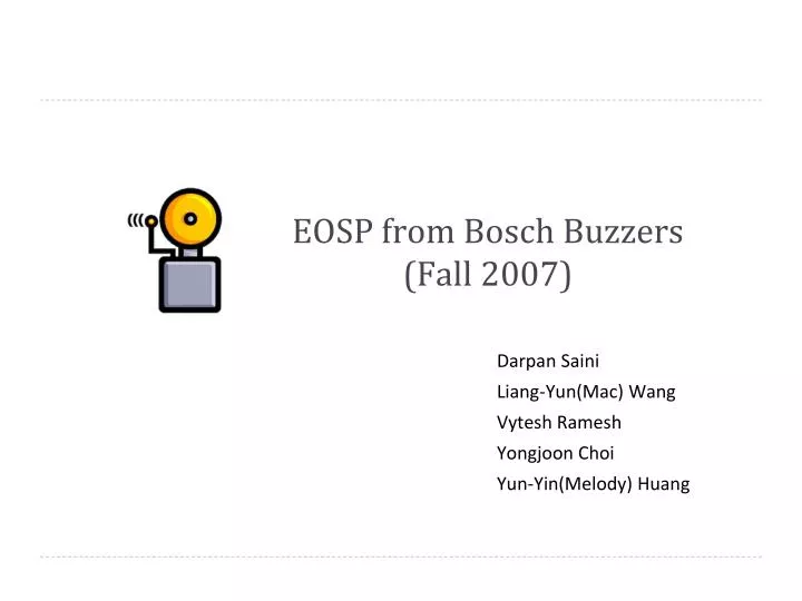 eosp from bosch buzzers fall 2007
