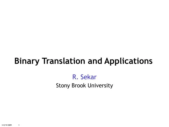 binary translation and applications