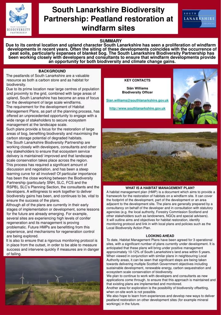south lanarkshire biodiversity partnership peatland restoration at windfarm sites