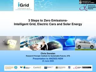 3 Steps to Zero Emissions- Intelligent Grid, Electric Cars and Solar Energy