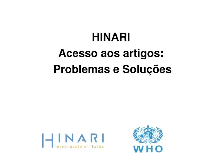 hinari acesso aos artigos problemas e solu es