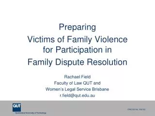 Preparing Victims of Family Violence for Participation in Family Dispute Resolution