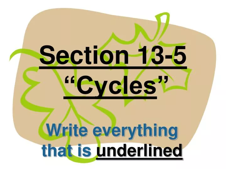 section 13 5 cycles