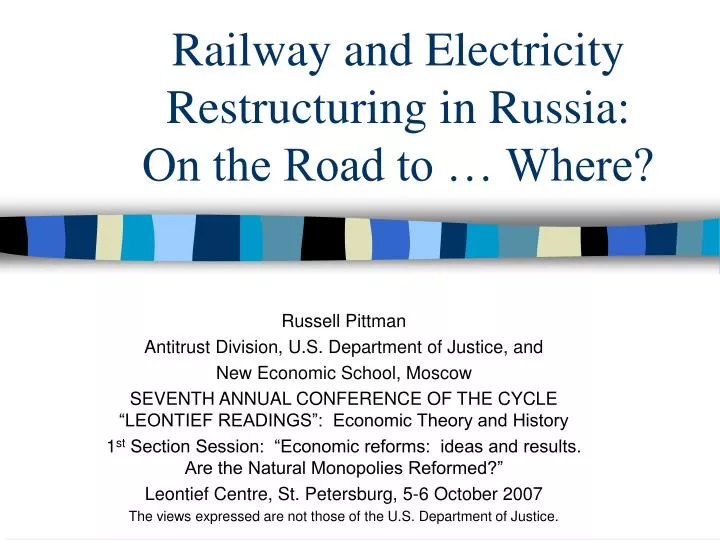 railway and electricity restructuring in russia on the road to where