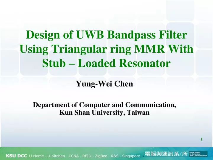 design of uwb bandpass filter using triangular ring mmr with stub loaded resonator