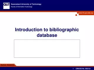 Introduction to bibliographic database