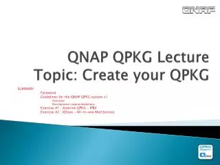 QNAP QPKG Lecture Topic : Create your QPKG