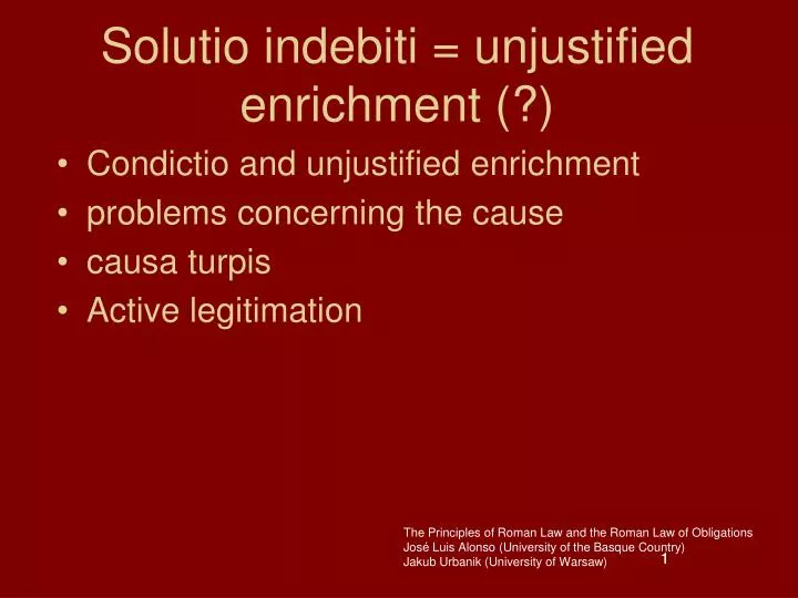 solutio indebiti unjustified enrichment