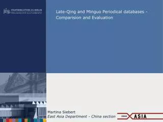 Late-Qing and Minguo Periodical databases - Comparision and Evaluation