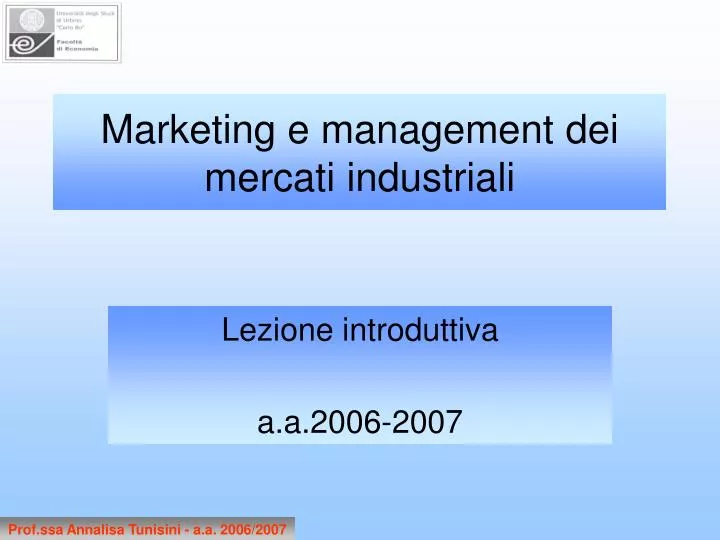 marketing e management dei mercati industriali