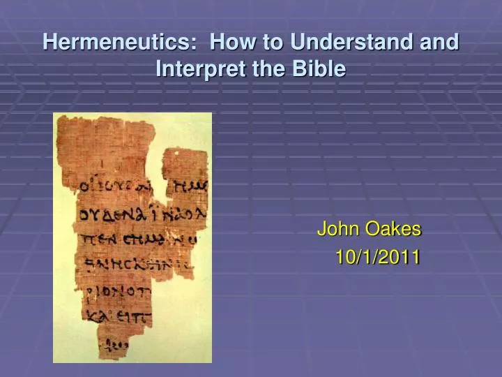 hermeneutics how to understand and interpret the bible