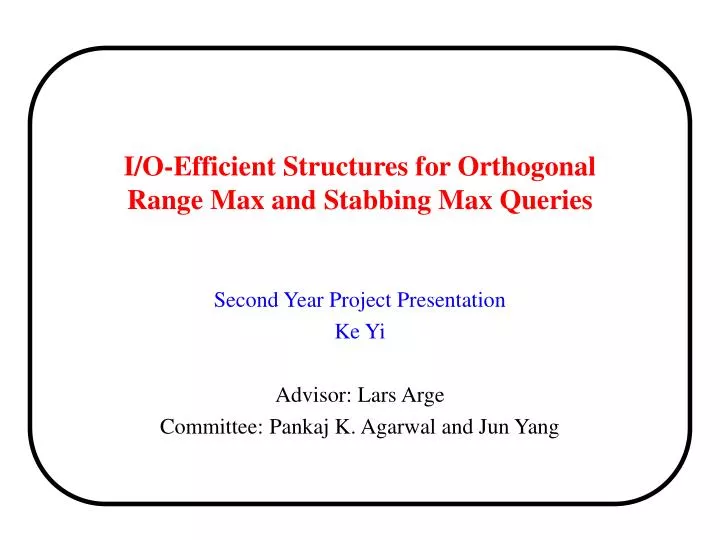 i o efficient structures for orthogonal range max and stabbing max queries