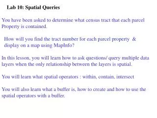 Lab 10: Spatial Queries