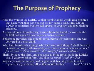 The Purpose of Prophecy
