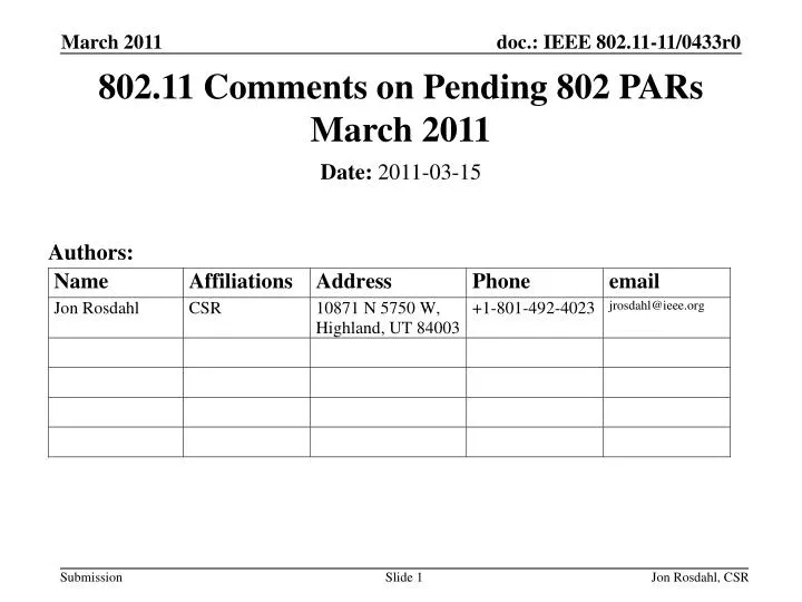 802 11 comments on pending 802 pars march 2011
