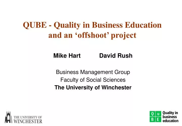 qube quality in business education and an offshoot project