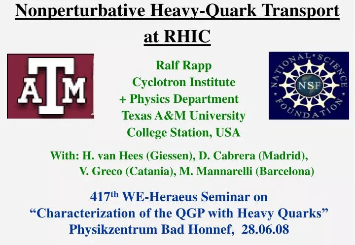 nonperturbative heavy quark transport at rhic