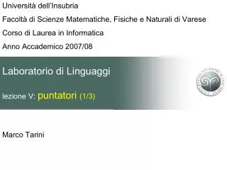 laboratorio di linguaggi lezione v puntatori 1 3