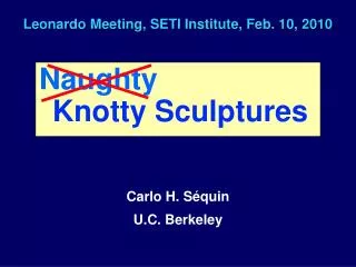 Leonardo Meeting, SETI Institute, Feb. 10, 2010