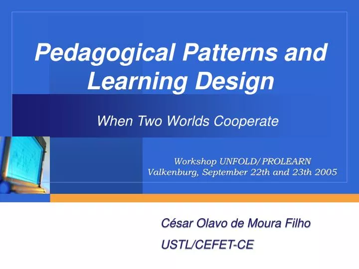 pedagogical patterns and learning design