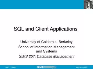 SQL and Client Applications