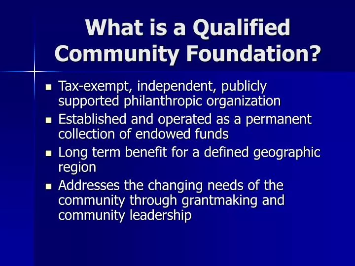 what is a qualified community foundation