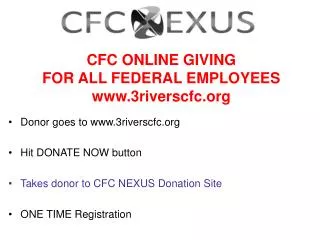 CFC ONLINE GIVING FOR ALL FEDERAL EMPLOYEES 3riverscfc