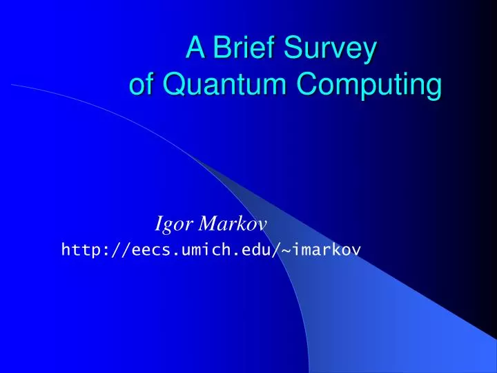 a brief survey of quantum computing