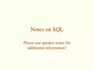 Notes on SQL