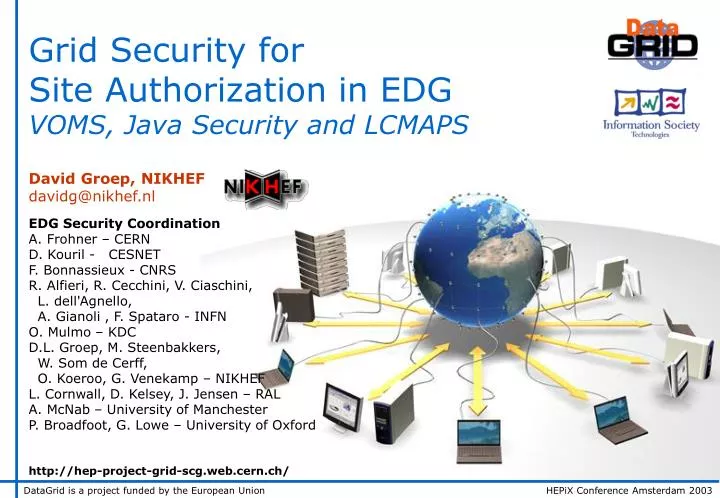 grid security for site authorization in edg voms java security and lcmaps
