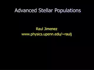advanced stellar populations