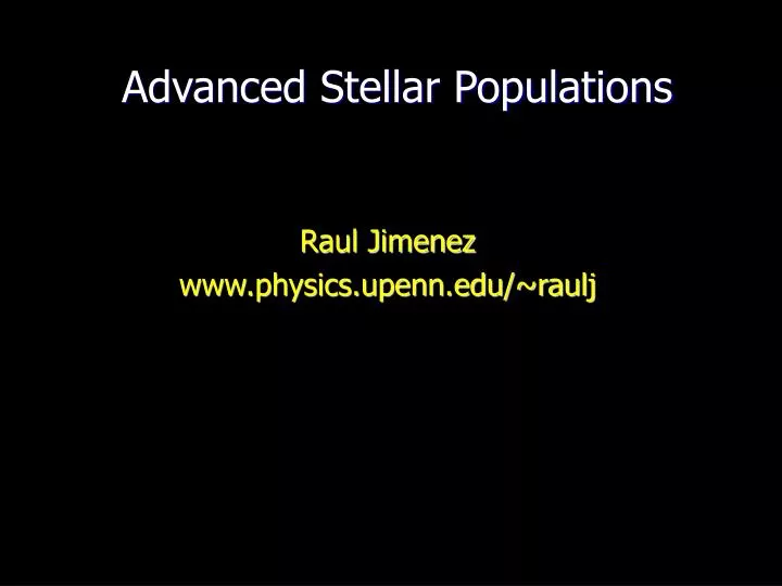 advanced stellar populations