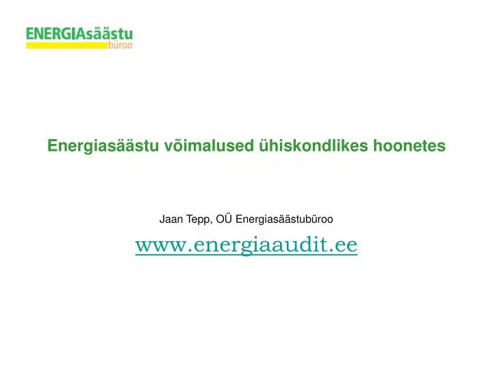 energias stu v imalused hiskondlikes hoonetes