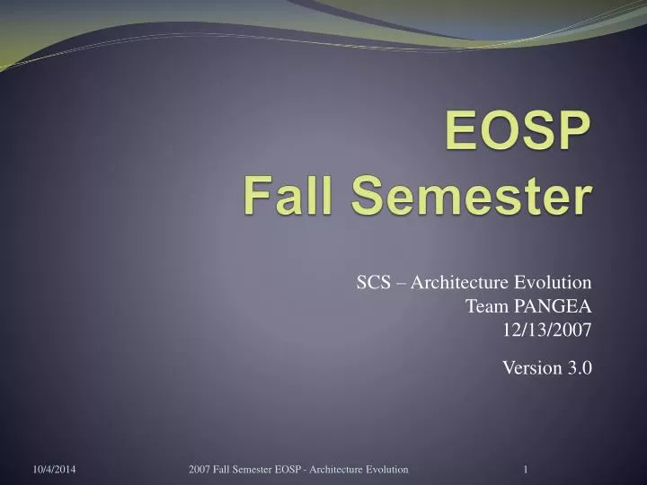 eosp fall semester