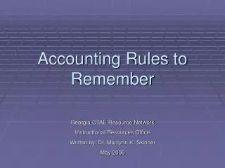 Accounting Rules to Remember