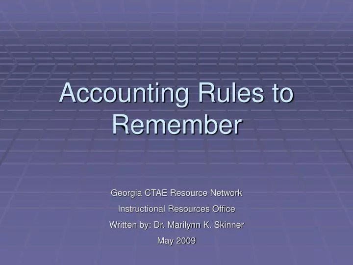 accounting rules to remember