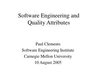 Software Engineering and Quality Attributes