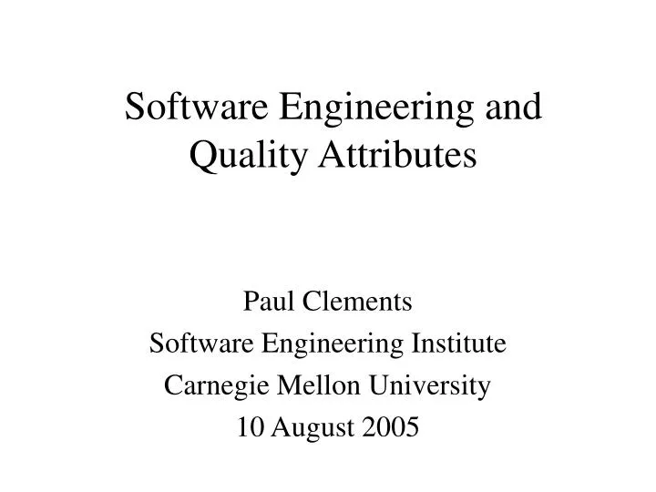 software engineering and quality attributes