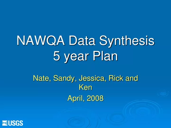 nawqa data synthesis 5 year plan