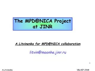 The MPD@NICA Project at JINR