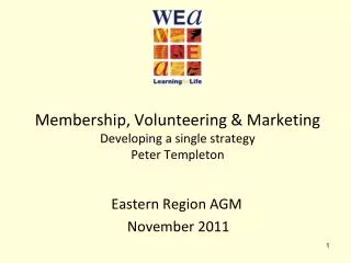 Membership, Volunteering &amp; Marketing Developing a single strategy Peter Templeton