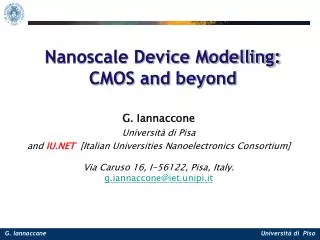 Nanoscale Device Modelling: CMOS and beyond