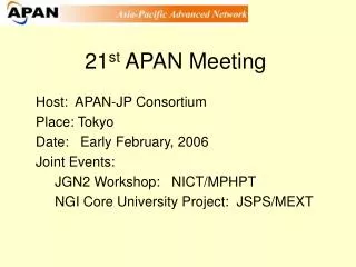 21 st apan meeting