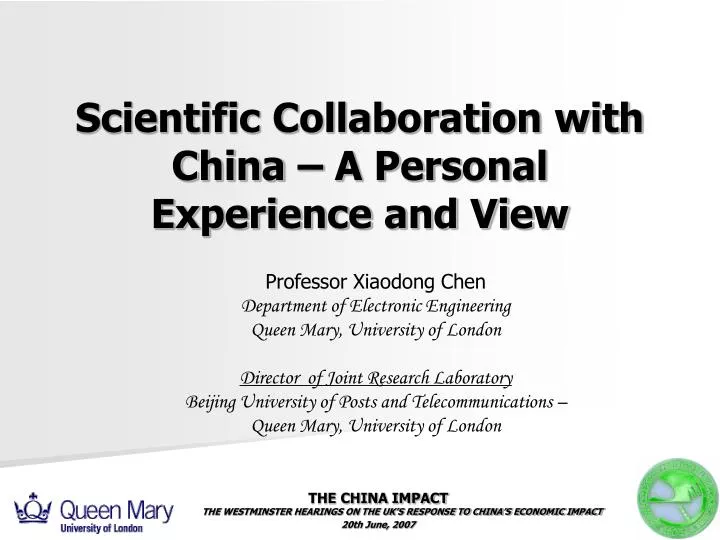 scientific collaboration with china a personal experience and view