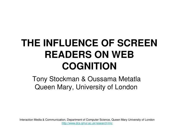 the influence of screen readers on web cognition