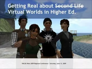 Getting Real about Second Life Virtual Worlds in Higher Ed.