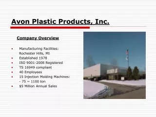 Avon Plastic Products, Inc.